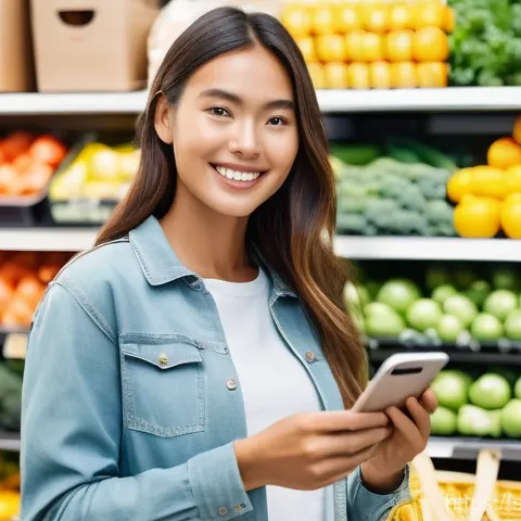 지속 가능한 소비를 위한 온라인 컨설팅 서비스 - **Prompt 1: Empowered Sustainable Shopper**
"A vibrant, eye-level shot of a young adult, gender-...