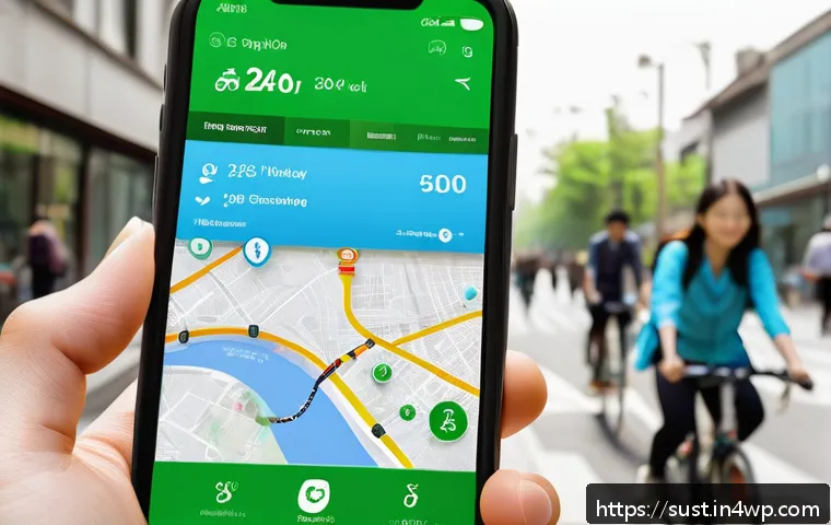 지속 가능한 소비를 위한 앱 추천 - A vibrant smartphone screen displaying a carbon footprint tracking app interface, featuring real-tim...
